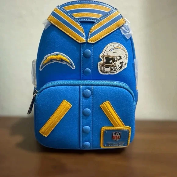 Loungefly X Los Angeles Chargers Mini Backpack LA Bolt Varsity Jacket Style - Picture 2 of 11